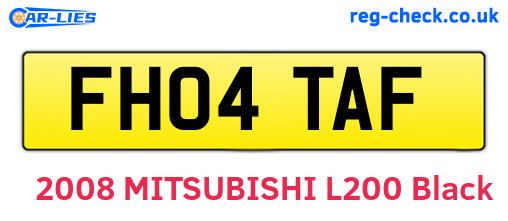 FH04TAF are the vehicle registration plates.