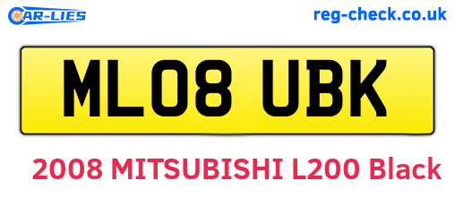ML08UBK are the vehicle registration plates.