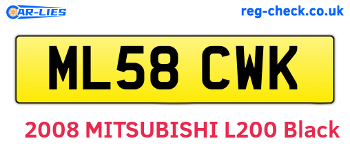 ML58CWK are the vehicle registration plates.