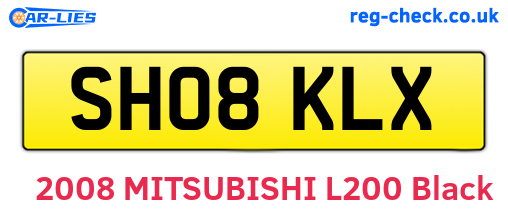 SH08KLX are the vehicle registration plates.