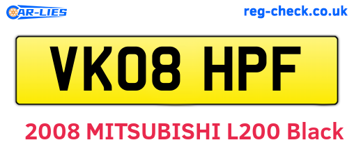 VK08HPF are the vehicle registration plates.