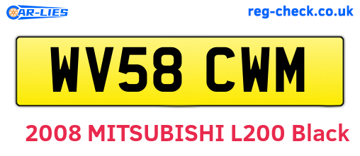 WV58CWM are the vehicle registration plates.