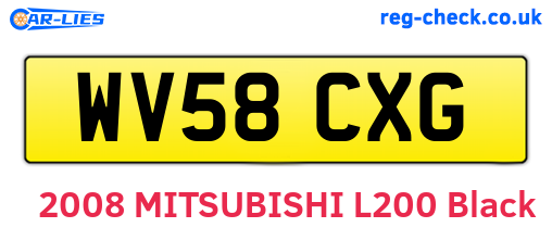 WV58CXG are the vehicle registration plates.