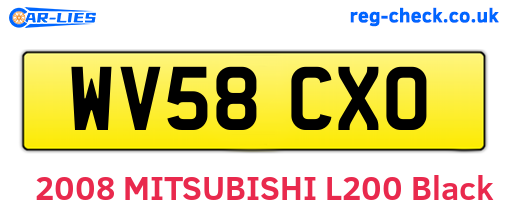 WV58CXO are the vehicle registration plates.