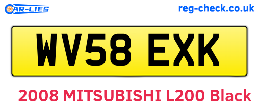 WV58EXK are the vehicle registration plates.