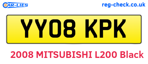 YY08KPK are the vehicle registration plates.