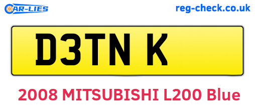D3TNK are the vehicle registration plates.