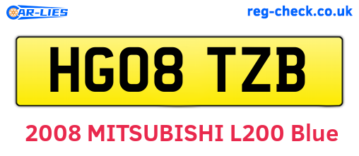 HG08TZB are the vehicle registration plates.