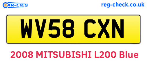 WV58CXN are the vehicle registration plates.