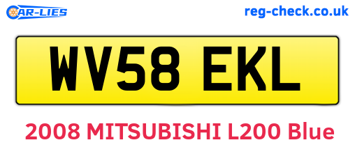 WV58EKL are the vehicle registration plates.