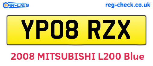 YP08RZX are the vehicle registration plates.
