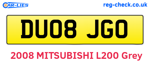 DU08JGO are the vehicle registration plates.