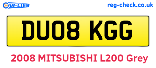 DU08KGG are the vehicle registration plates.