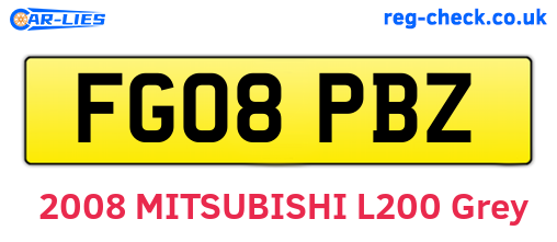 FG08PBZ are the vehicle registration plates.