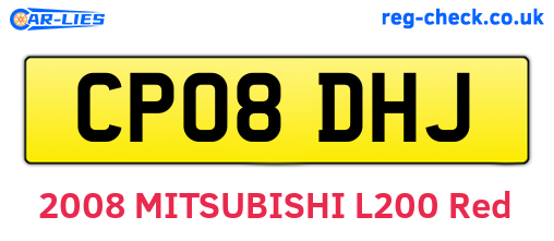 CP08DHJ are the vehicle registration plates.