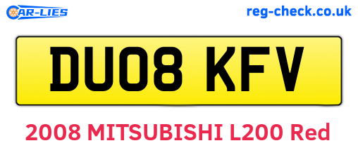 DU08KFV are the vehicle registration plates.