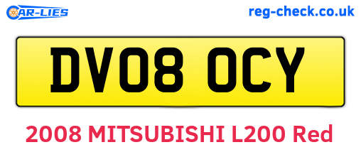 DV08OCY are the vehicle registration plates.