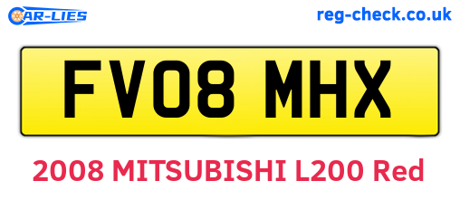 FV08MHX are the vehicle registration plates.