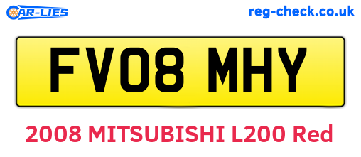 FV08MHY are the vehicle registration plates.