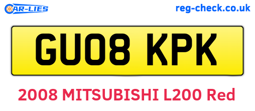 GU08KPK are the vehicle registration plates.
