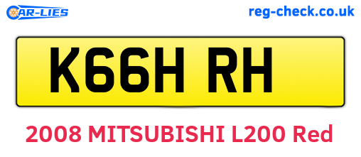K66HRH are the vehicle registration plates.