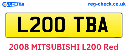 L200TBA are the vehicle registration plates.