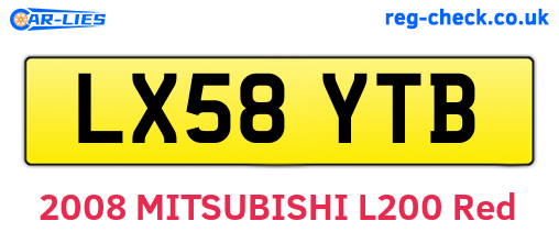 LX58YTB are the vehicle registration plates.