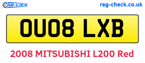 OU08LXB are the vehicle registration plates.