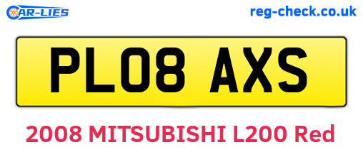 PL08AXS are the vehicle registration plates.