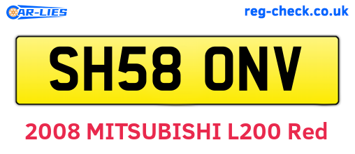 SH58ONV are the vehicle registration plates.