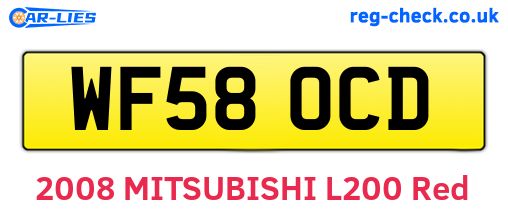 WF58OCD are the vehicle registration plates.