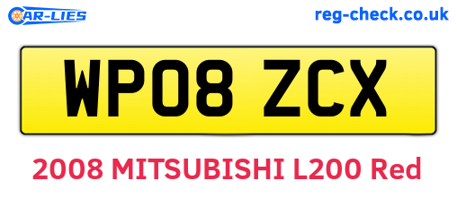 WP08ZCX are the vehicle registration plates.