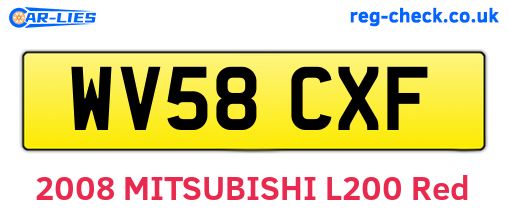 WV58CXF are the vehicle registration plates.