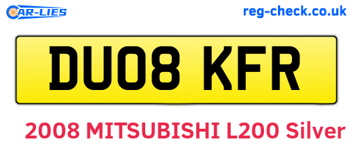 DU08KFR are the vehicle registration plates.
