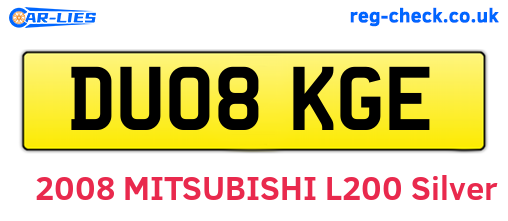 DU08KGE are the vehicle registration plates.