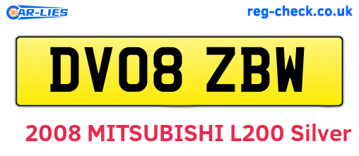 DV08ZBW are the vehicle registration plates.