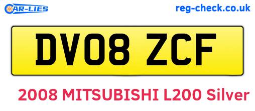 DV08ZCF are the vehicle registration plates.