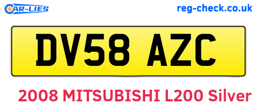 DV58AZC are the vehicle registration plates.