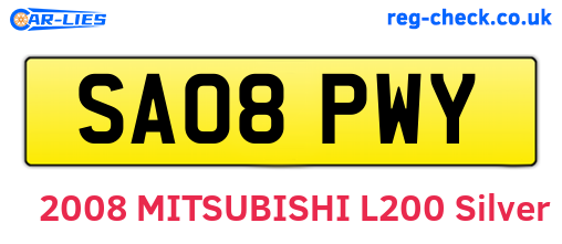 SA08PWY are the vehicle registration plates.