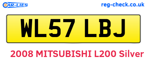 WL57LBJ are the vehicle registration plates.