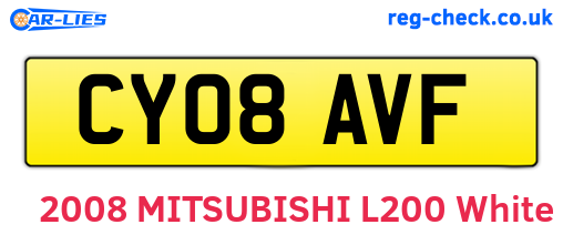 CY08AVF are the vehicle registration plates.