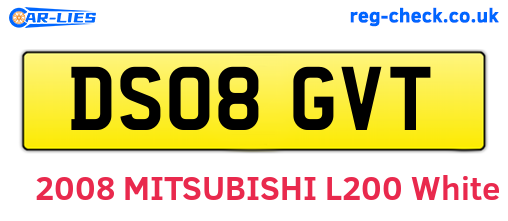 DS08GVT are the vehicle registration plates.