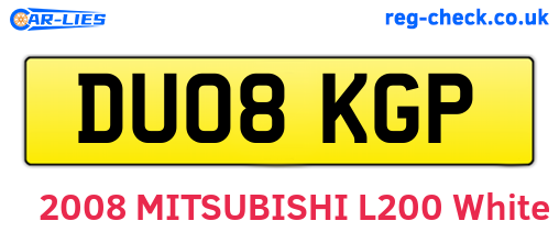 DU08KGP are the vehicle registration plates.