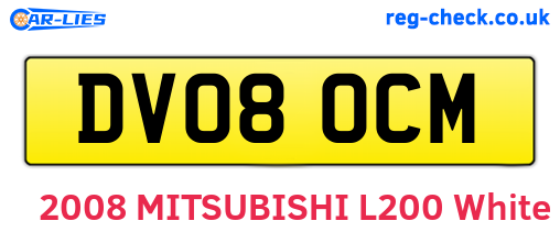 DV08OCM are the vehicle registration plates.