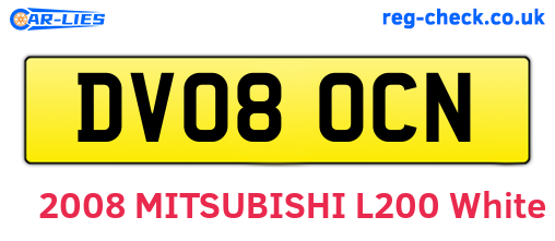 DV08OCN are the vehicle registration plates.