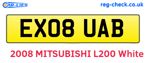 EX08UAB are the vehicle registration plates.