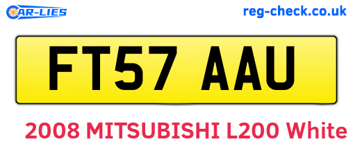 FT57AAU are the vehicle registration plates.