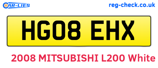 HG08EHX are the vehicle registration plates.