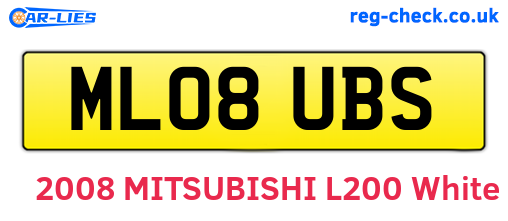 ML08UBS are the vehicle registration plates.