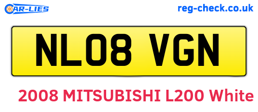 NL08VGN are the vehicle registration plates.